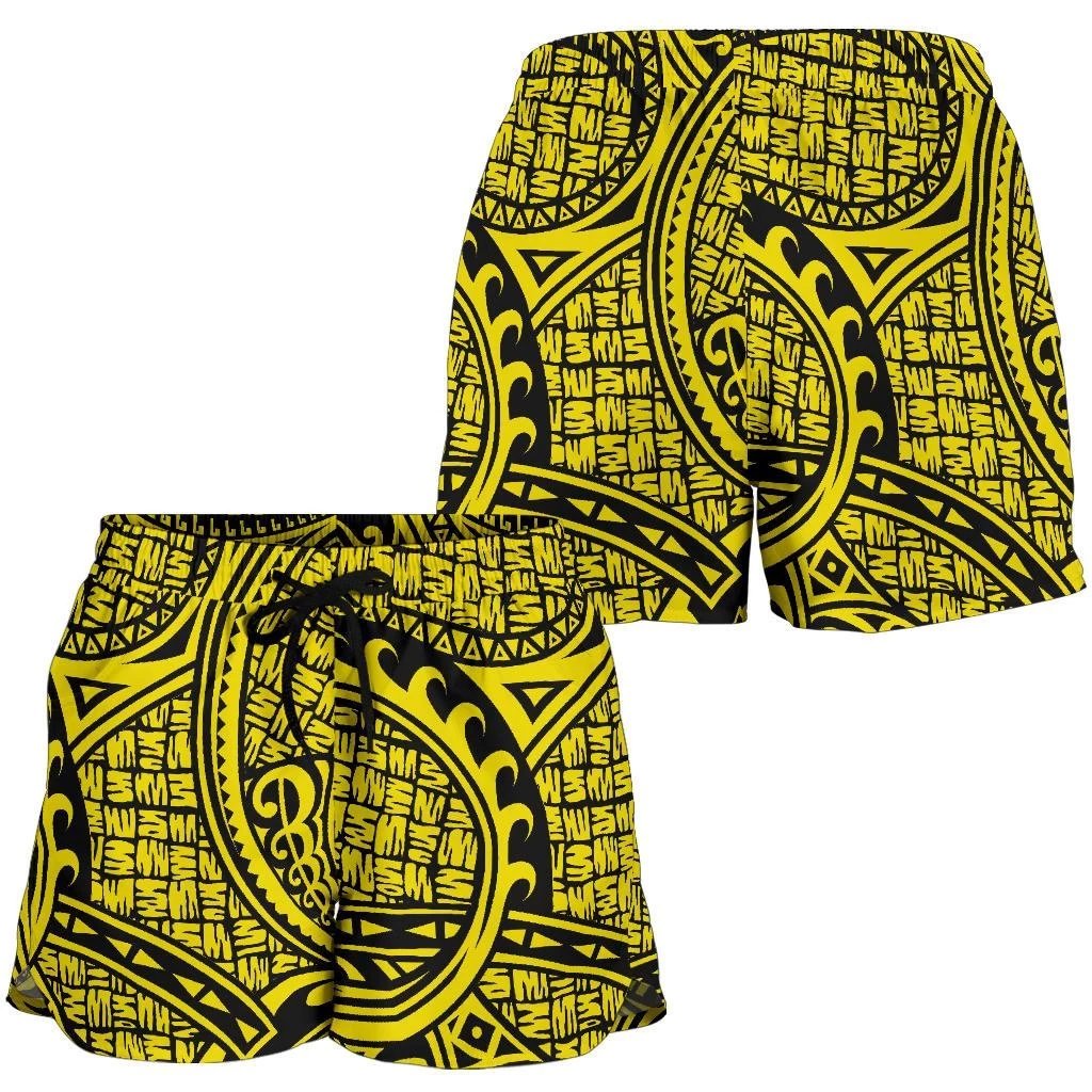 Polynesian Maori Lauhala Yellow Women's Short Women Yellow - Polynesian Pride