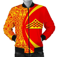 Hawaiian Mauna Kea Polynesian Men's Bomber Jacket - Circle Style - AH White - Polynesian Pride