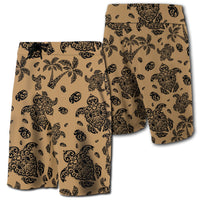 Hawaii Polynesian Turtle Palm And Sea Pebbles Board Shorts Gold Men Gold - Polynesian Pride