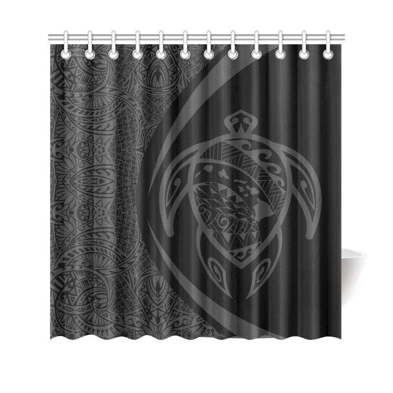 Hawaii Turtle Map Polynesian Shower Curtain - Gray - Circle Style - Polynesian Pride