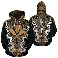 Kanaka Map Zip up Hoodie Gold Armor Style Unisex Art - Polynesian Pride