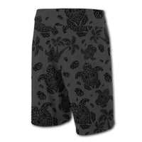 Hawaii Polynesian Turtle Palm And Sea Pebbles Board Shorts Gray - Polynesian Pride