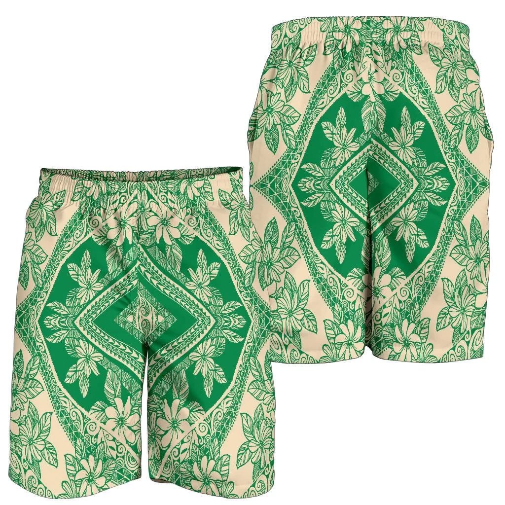 Polynesian Plumeria Mix Green Men's Short Green - Polynesian Pride