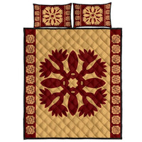 Hawaiian Quilt Pattern Flower Lovely Quilt Bed Set Gold - Polynesian Pride