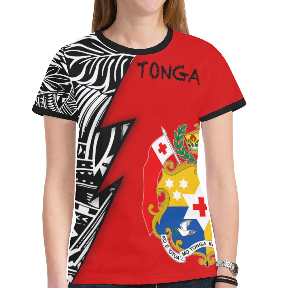 Tonga Pattern All Over T Shirt Tonga Coat of Arms Polynesian Tattoo - Polynesian Pride