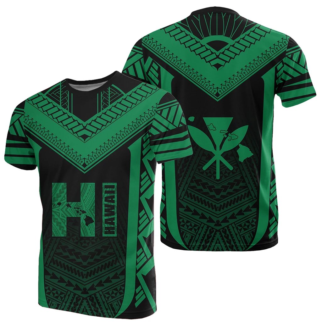 Hawaiian Kanaka Polynesian T Shirt Active Green Unisex Green - Polynesian Pride