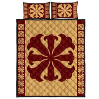 Hawaiian Quilt Pattern Lily Quilt Bed Set Gold - Polynesian Pride