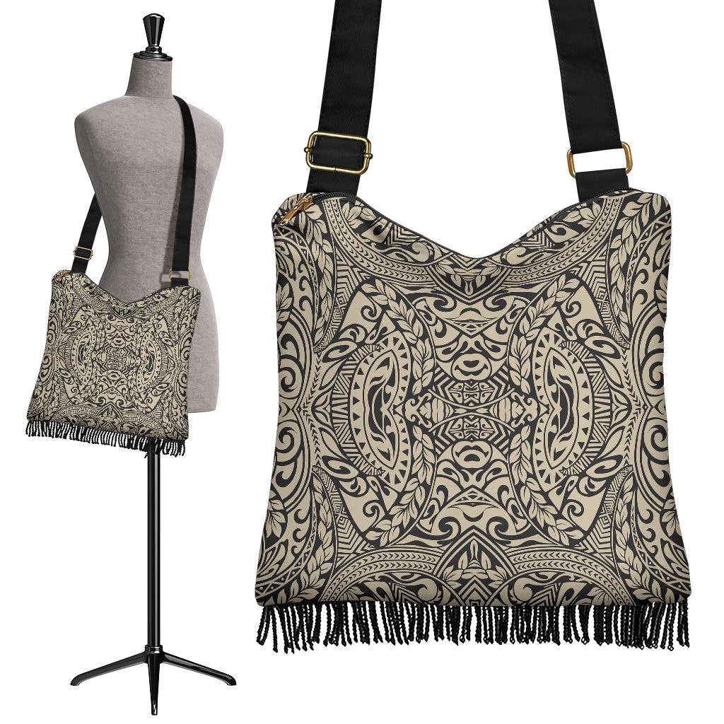 Polynesian Tribal Crossbody Boho Handbag Royal Crossbody Boho Handbag One Size Black - Polynesian Pride