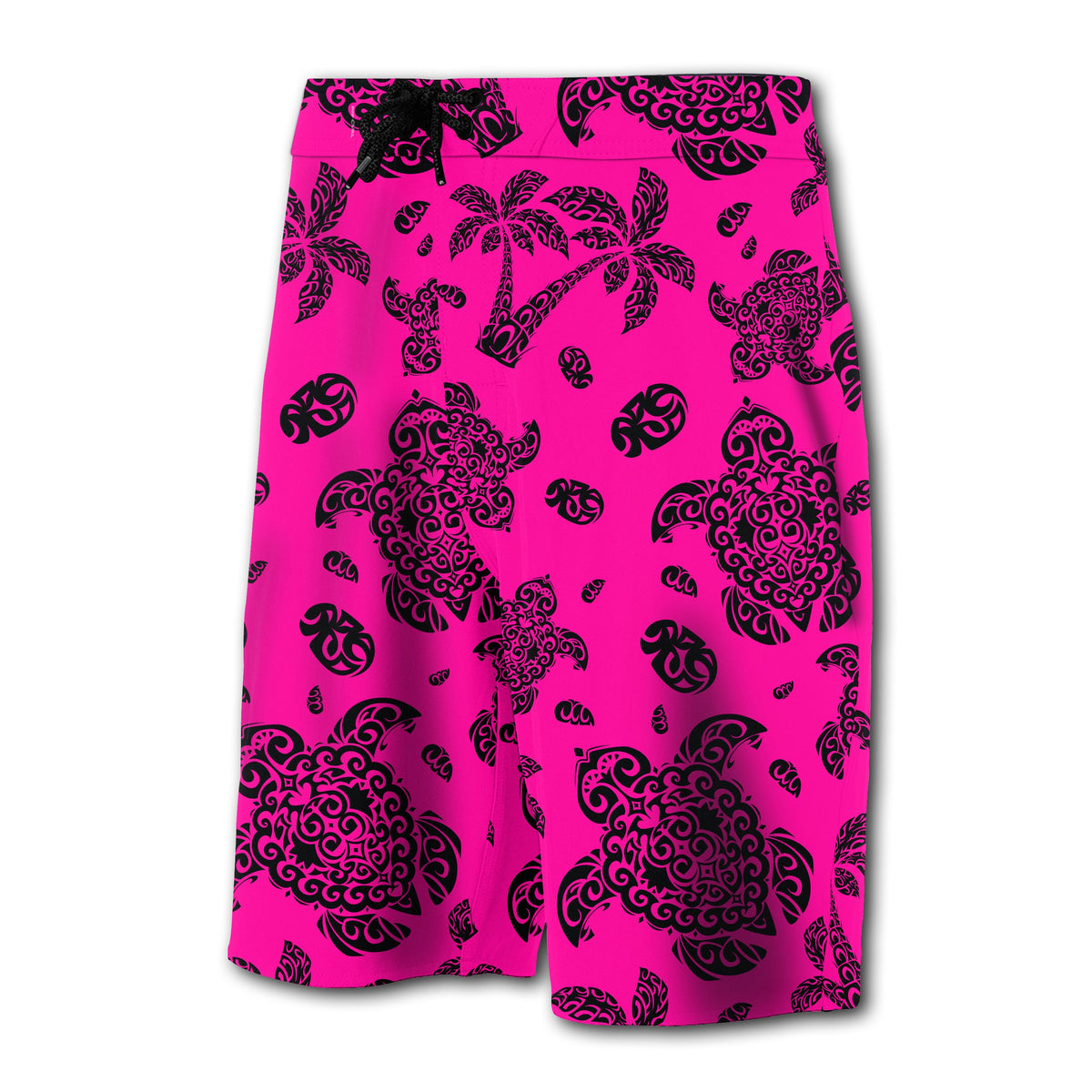 Hawaii Polynesian Turtle Palm And Sea Pebbles Board Shorts Pink - Polynesian Pride