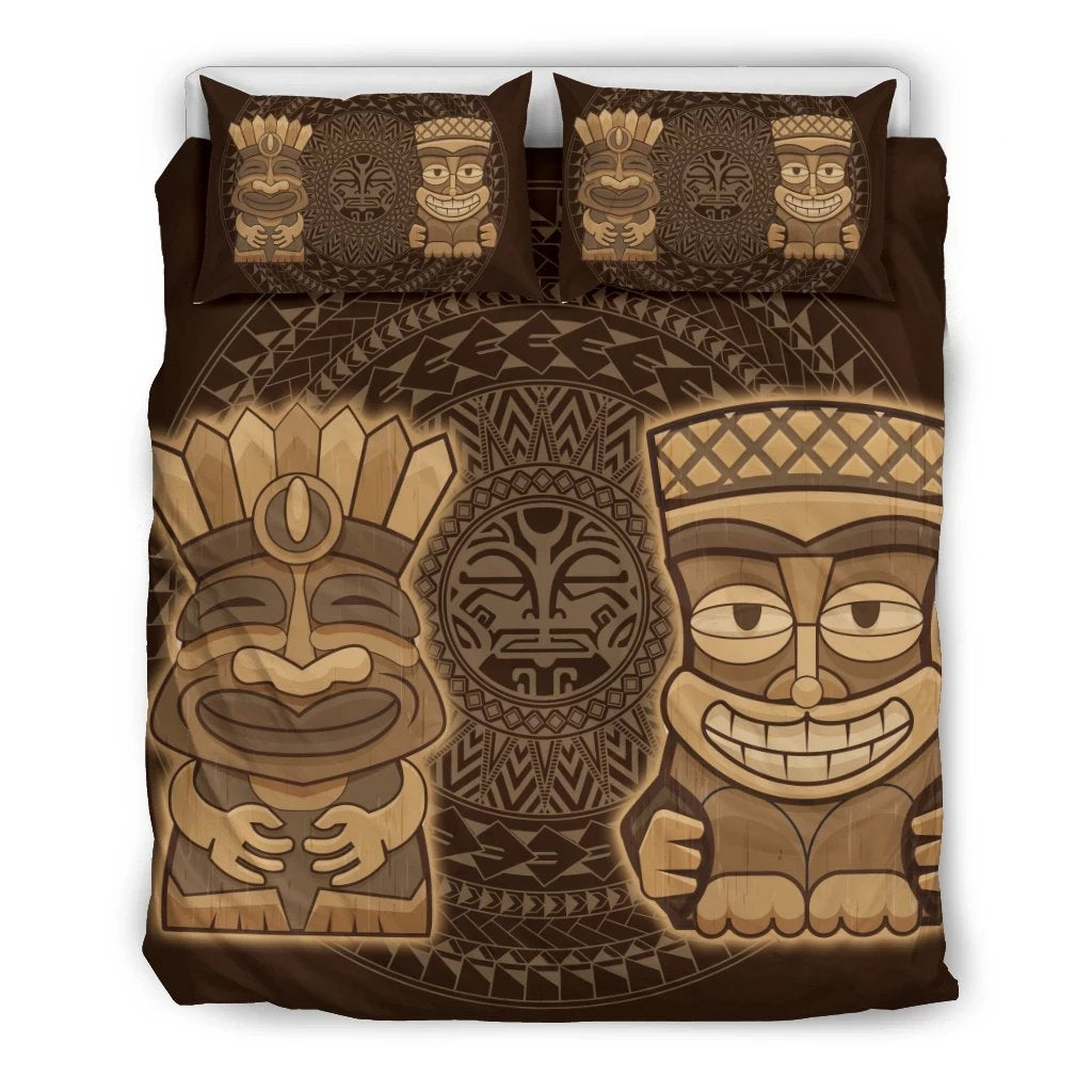 Hawaiian Traditional TiKi Funny Polynesian Bedding Set Brown - Polynesian Pride