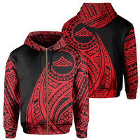 Hawaii Mauna Kea Polynesian Zip up Hoodie Tatoo Style Red Unisex Red - Polynesian Pride