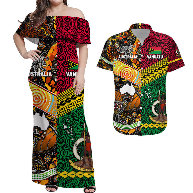 Aboriginal Polynesian Matching Hawaiian Shirt and Dress Vanuatu Australia Together LT8 Red - Polynesian Pride