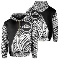 Hawaii Mauna Kea Polynesian Zip up Hoodie Tatoo Style White Unisex White - Polynesian Pride