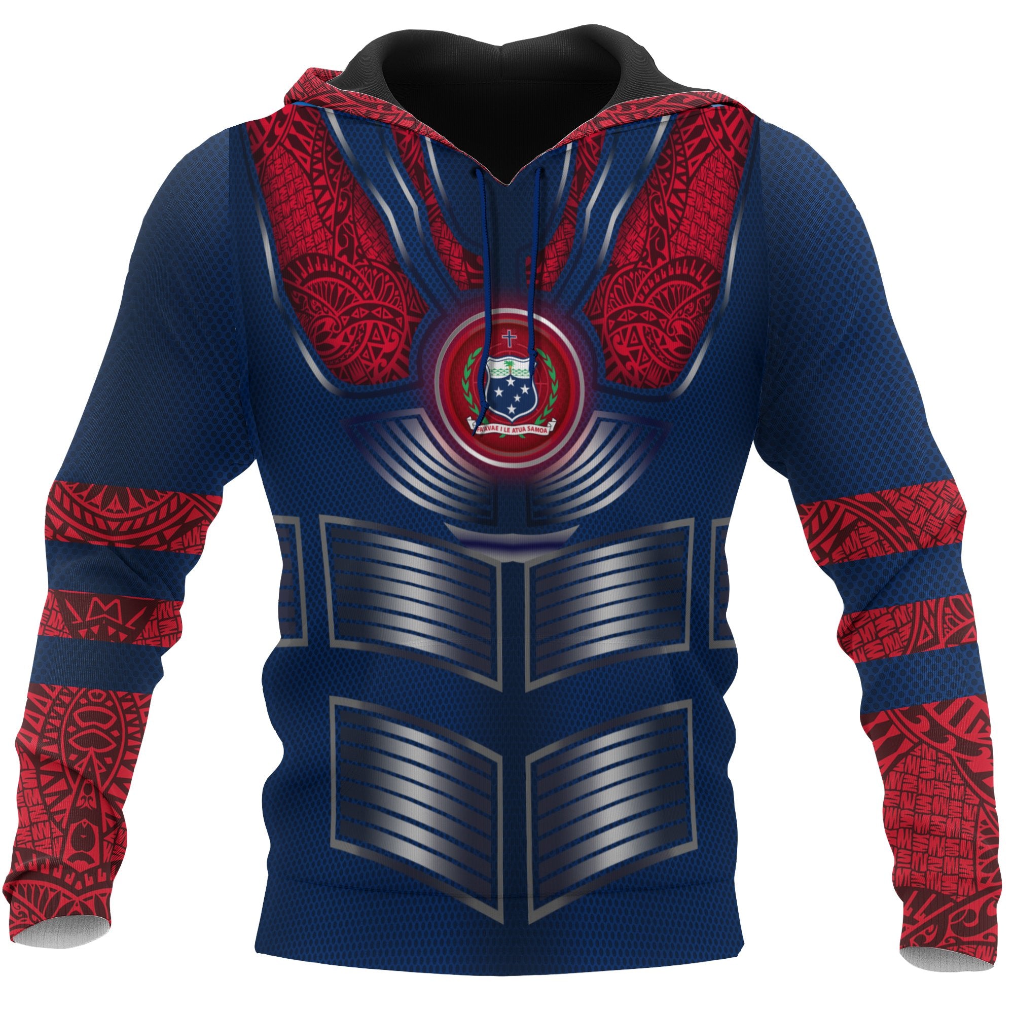 Samoa Hoodie Armor Style Unisex Blue - Polynesian Pride