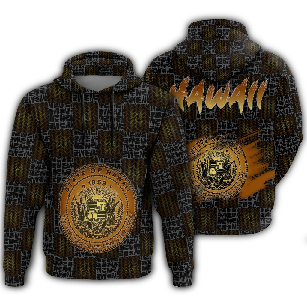 Hawaiian Hawaii Coat of Arms Inside Hoodie Gold Glow Style Unisex Art - Polynesian Pride