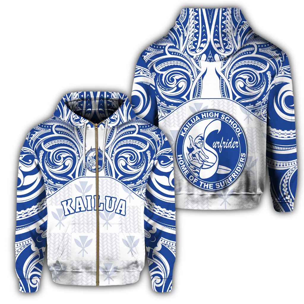 hawaiiZipper Hoodie Kanaka Kailua High School Zipper Hoodie Demodern Style Unisex White - Polynesian Pride