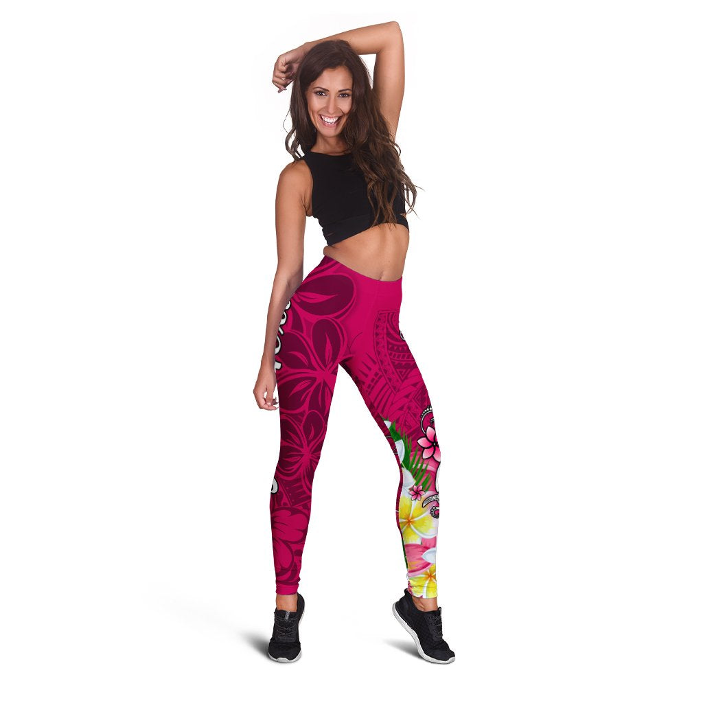 Tahiti Custom Personalised Legging - Turtle Plumeria (Pink) - Polynesian Pride