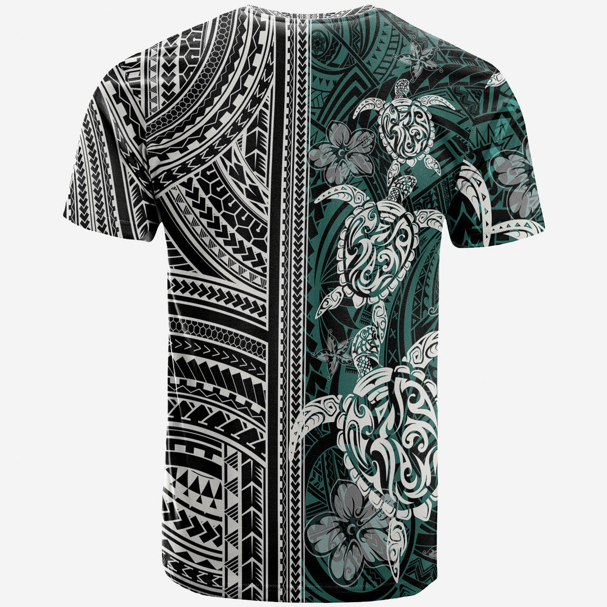 Polynesian T Shirt Turtle With Ethnic Motives And Floral Elements LT20 - Polynesian Pride