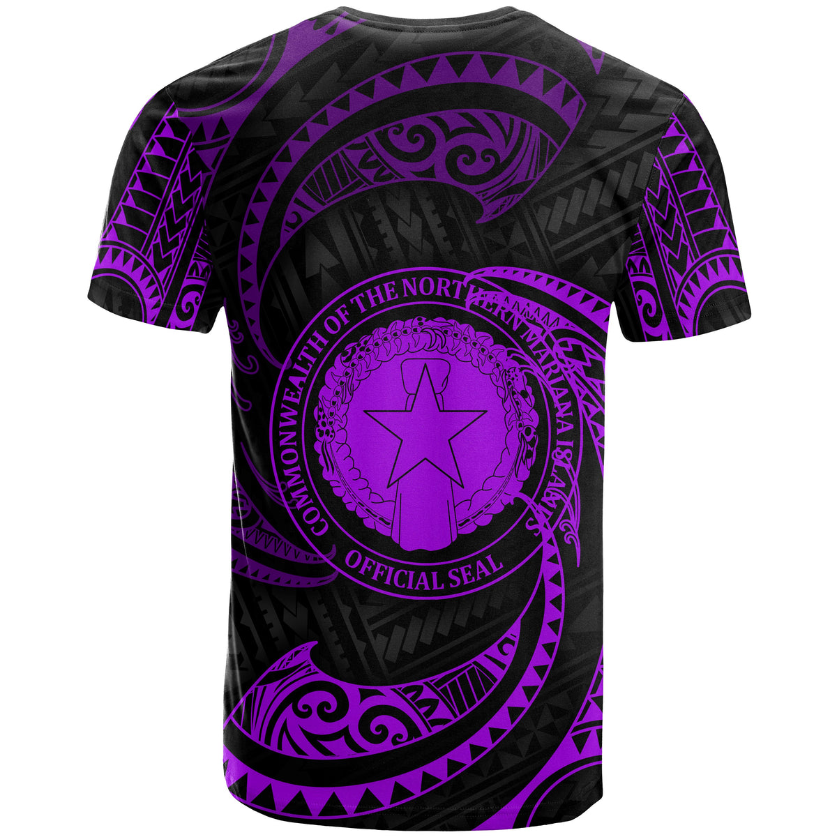 Northern Mariana Islands Polynesian T Shirt Purple Tribal Wave - Polynesian Pride