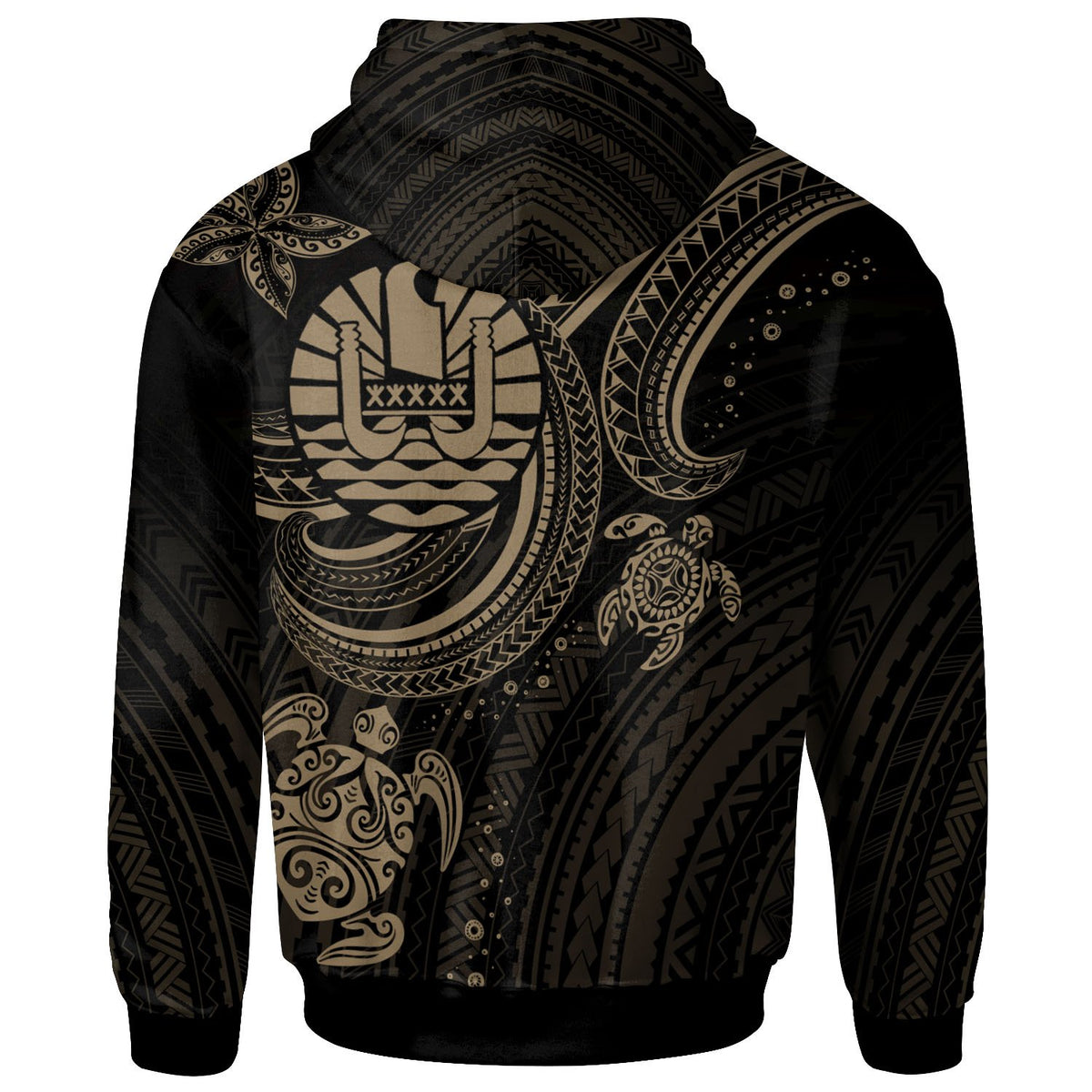 Tahiti Custom Zip up Hoodie Gold Turtle - Polynesian Pride