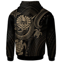 Tahiti Custom Zip up Hoodie Gold Turtle - Polynesian Pride