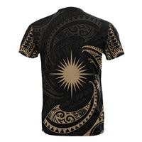 Marshall Islands Polynesian T Shirt Gold Tribal Wave - Polynesian Pride