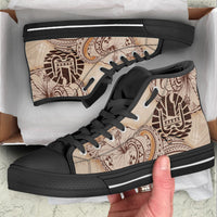 Tahiti High Top Shoes - Hibiscus Flowers Vintage Style - Polynesian Pride