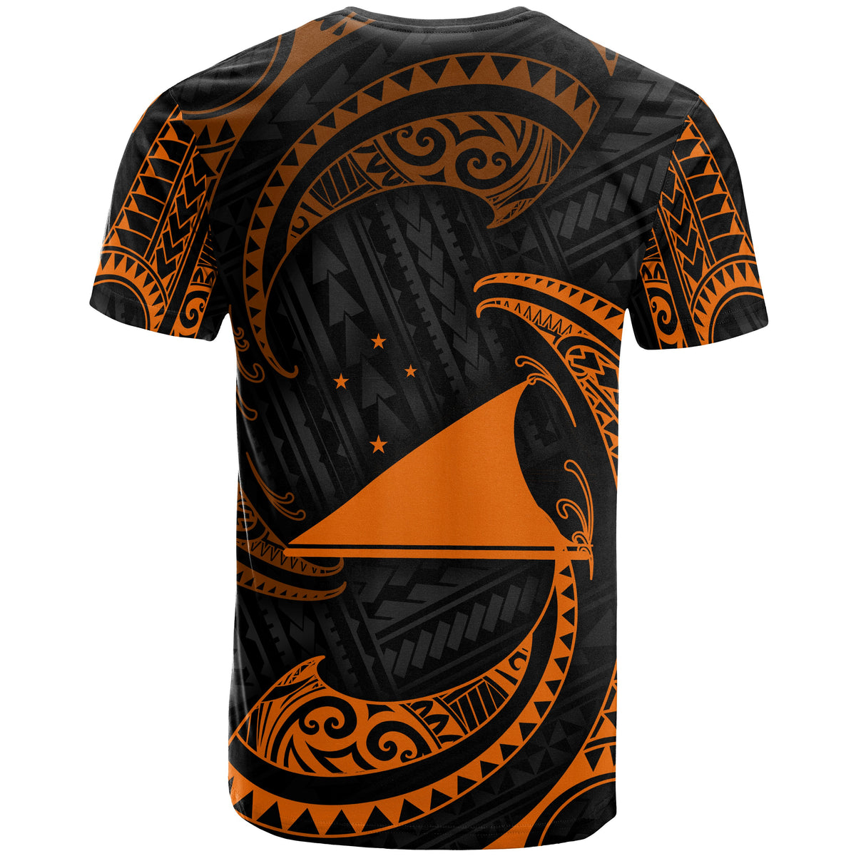 Tokelau Polynesian Custom T Shirt Orange Tribal Wave - Polynesian Pride