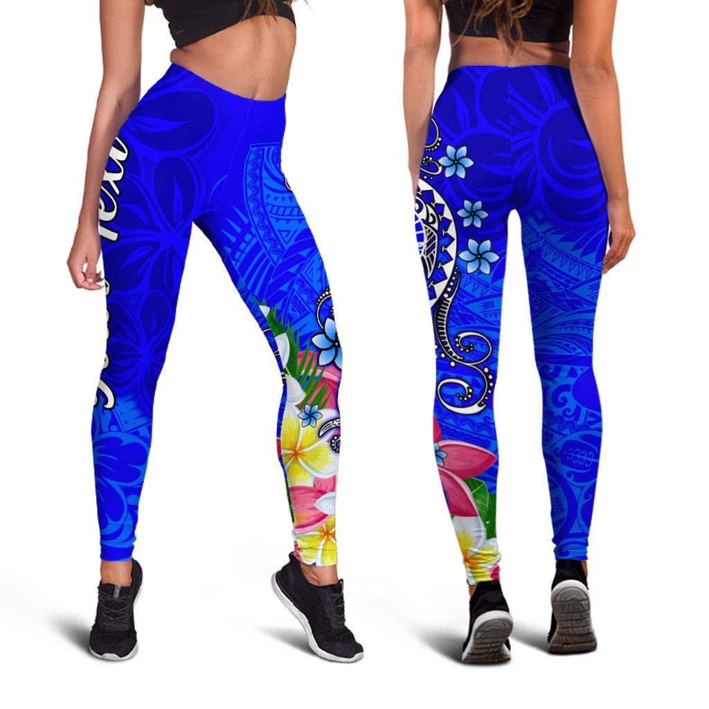 Tahiti Custom Personalised Legging - Turtle Plumeria (Blue) Blue - Polynesian Pride