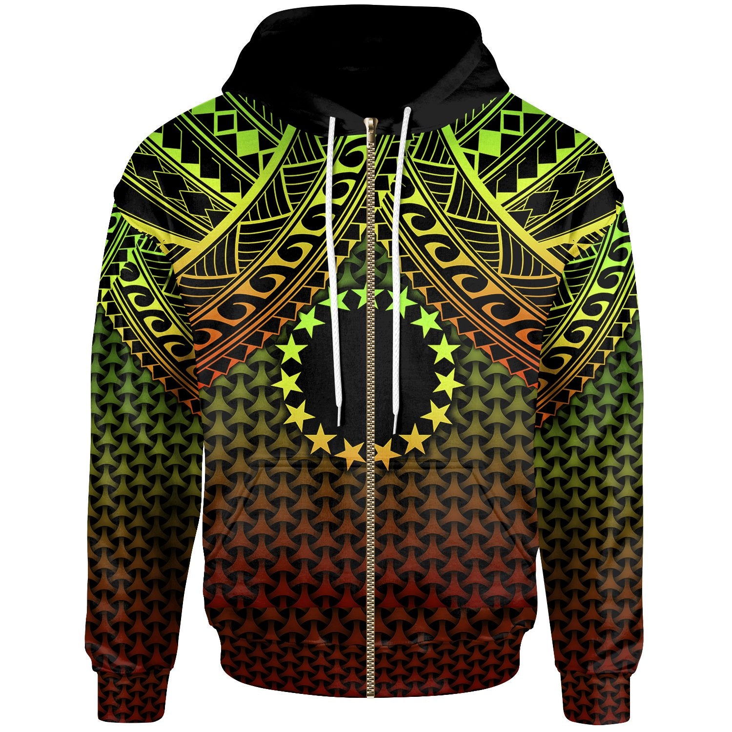 Polynesian Cook Islands Custom Zip up Hoodie Reggae Vintage Polynesian Patterns Unisex Reggae - Polynesian Pride