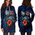 American Samoa Polynesian Hoodie Dress - Blue Turtle Hibiscus - Polynesian Pride