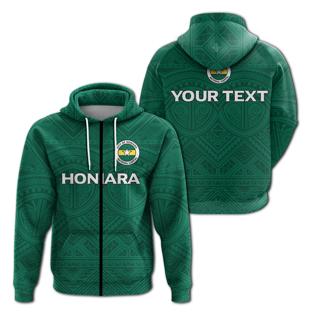 Custom Solomon Islands Honiara Zip Hoodie Tribal Pattern LT12 Unisex Green - Polynesian Pride