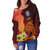 Northern Mariana Islands Women's Off Shoulder Sweater - Tribal Tuna Fish - Polynesian Pride