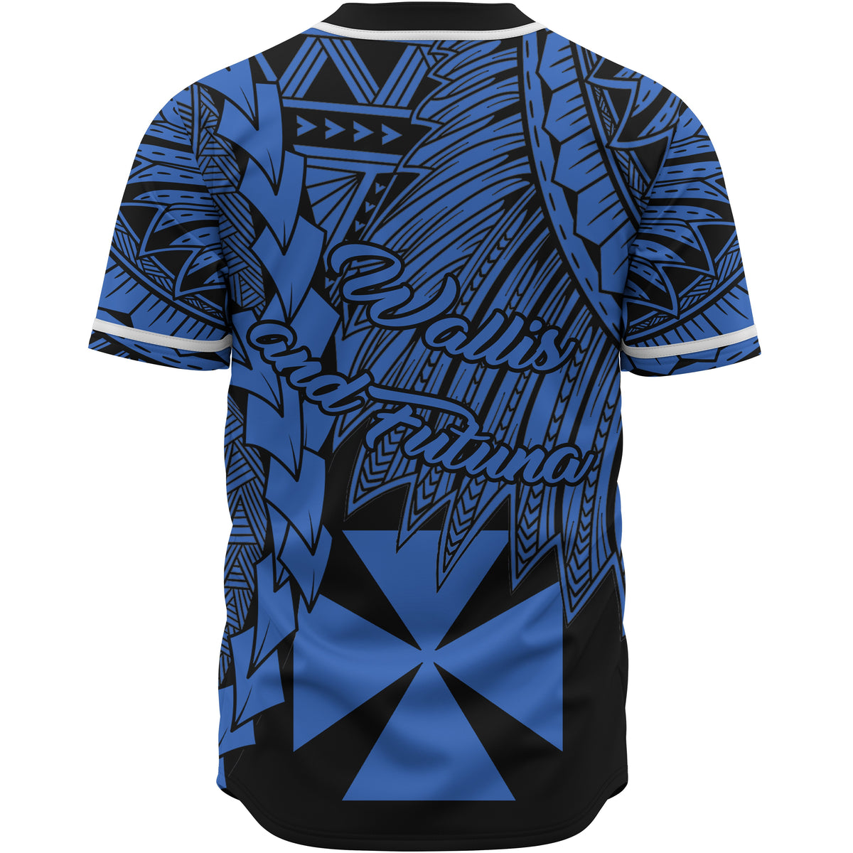 Wallis and Futuna Polynesian Baseball Shirt - Tribal Wave Tattoo Blue - Polynesian Pride