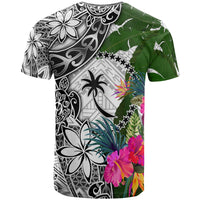 Chuuk T Shirt White Turtle Plumeria Banana Leaf - Polynesian Pride