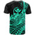 Hawaii Humpback Whale With Hibiscus Tribal Turquoise T Shirt LT12 - Polynesian Pride