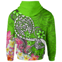 Polynesian Hoodie Turtle Plumeria Green Color - Polynesian Pride
