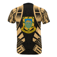 Tuvalu T Shirt Tuvaluan Coat of Arms Polynesian Tattoo Gold Style - Polynesian Pride