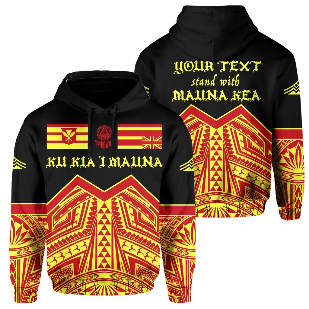 Hawaii Hoodie Custom We Stand With Mauna Kea Pullover Hoodie Unisex Black - Polynesian Pride