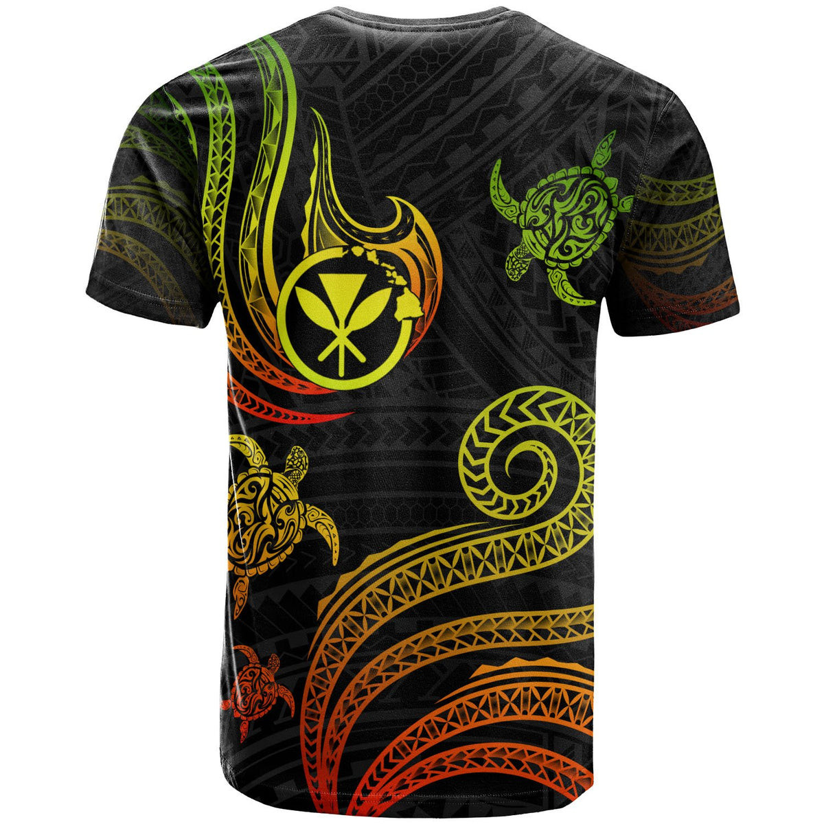 Kanaka Maoli T Shirt Polynesian Turtle With Pattern Reggae - Polynesian Pride