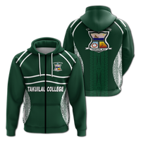 Takuilau College Tongan Patterns Hoodie LT12 Zip Hoodie Green - Polynesian Pride