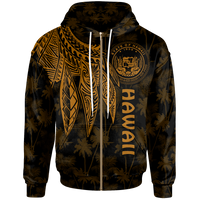 Polynesian Hawaii Zip up Hoodie Polynesian Wings (Golden) Unisex Golden - Polynesian Pride