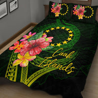 Cook Islands Polynesian Quilt Bed Set - Floral With Seal Flag Color - Polynesian Pride
