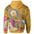 Samoa Custom Zip up Hoodie Turtle Plumeria (Gold) - Polynesian Pride