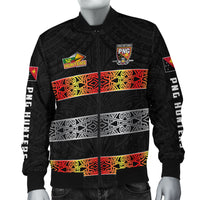 The Hunters PNG Bomber Jacket Papua New Guinea Hunters Rugby LT13 Unisex Black - Polynesian Pride