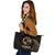 Tonga Polynesian Leather Tote Bag - Gold Tribal Wave - Polynesian Pride