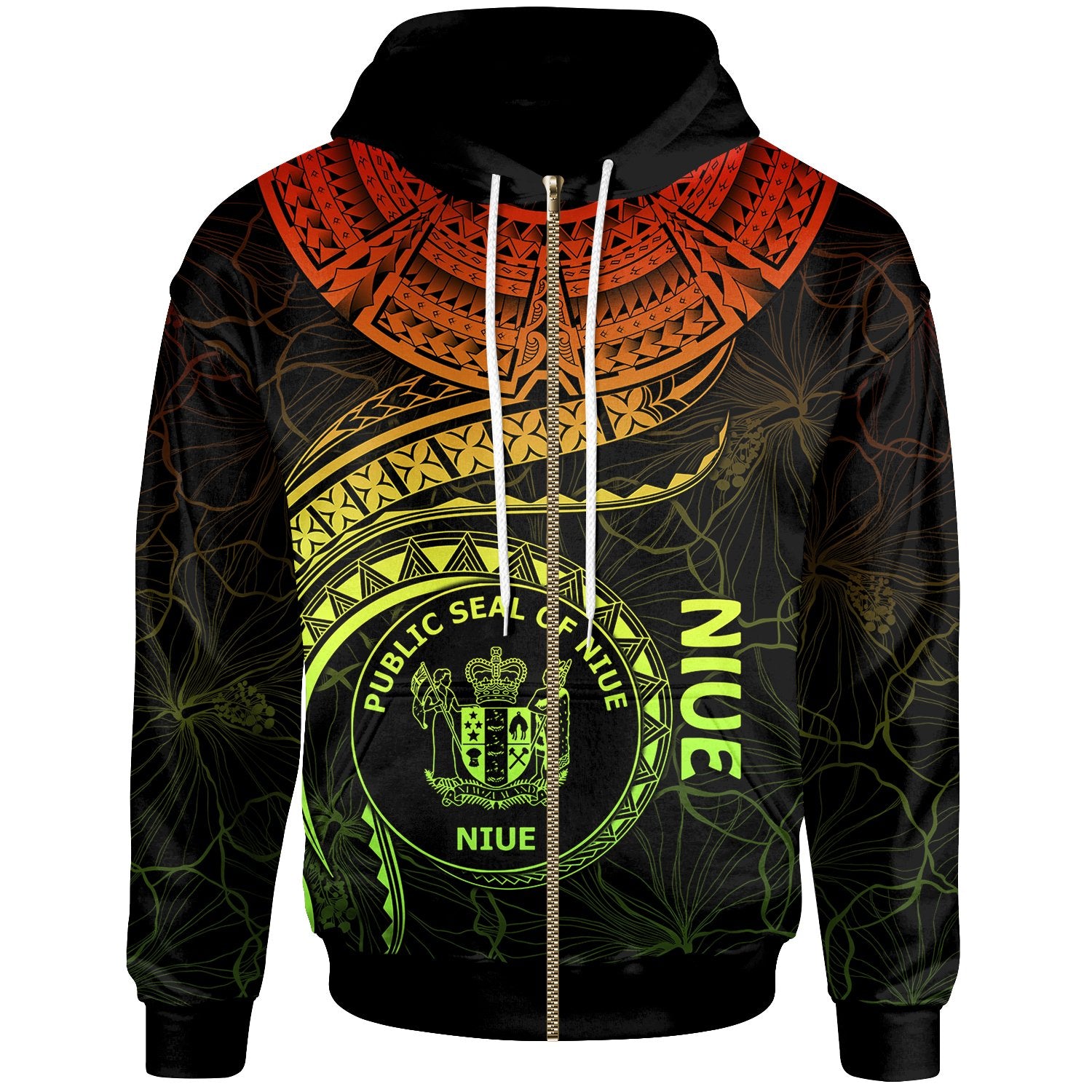 Niue Polynesian Zip up Hoodie Niue Waves (Reggae) Unisex Reggae - Polynesian Pride