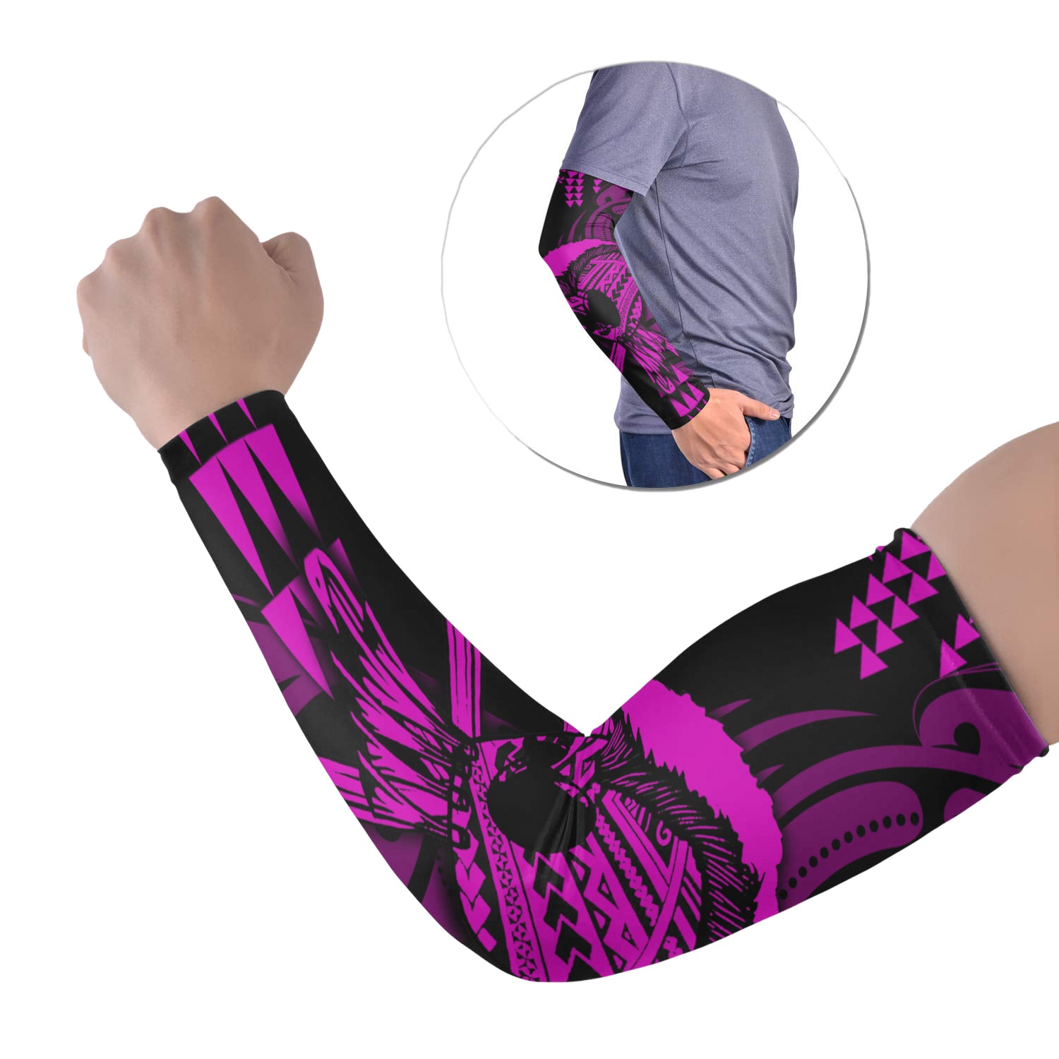 Hawaii Polynesian Warrior Kakau Arm Sleeve 43 (Set of Two)-Purple LT6 Set of 2 Purple - Polynesian Pride