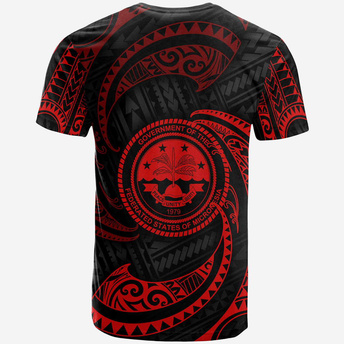 Federated States of Micronesia Custom T Shirt Red Tribal Wave - Polynesian Pride