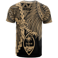 Guam Polynesian T Shirt Tribal Wave Tattoo Gold - Polynesian Pride